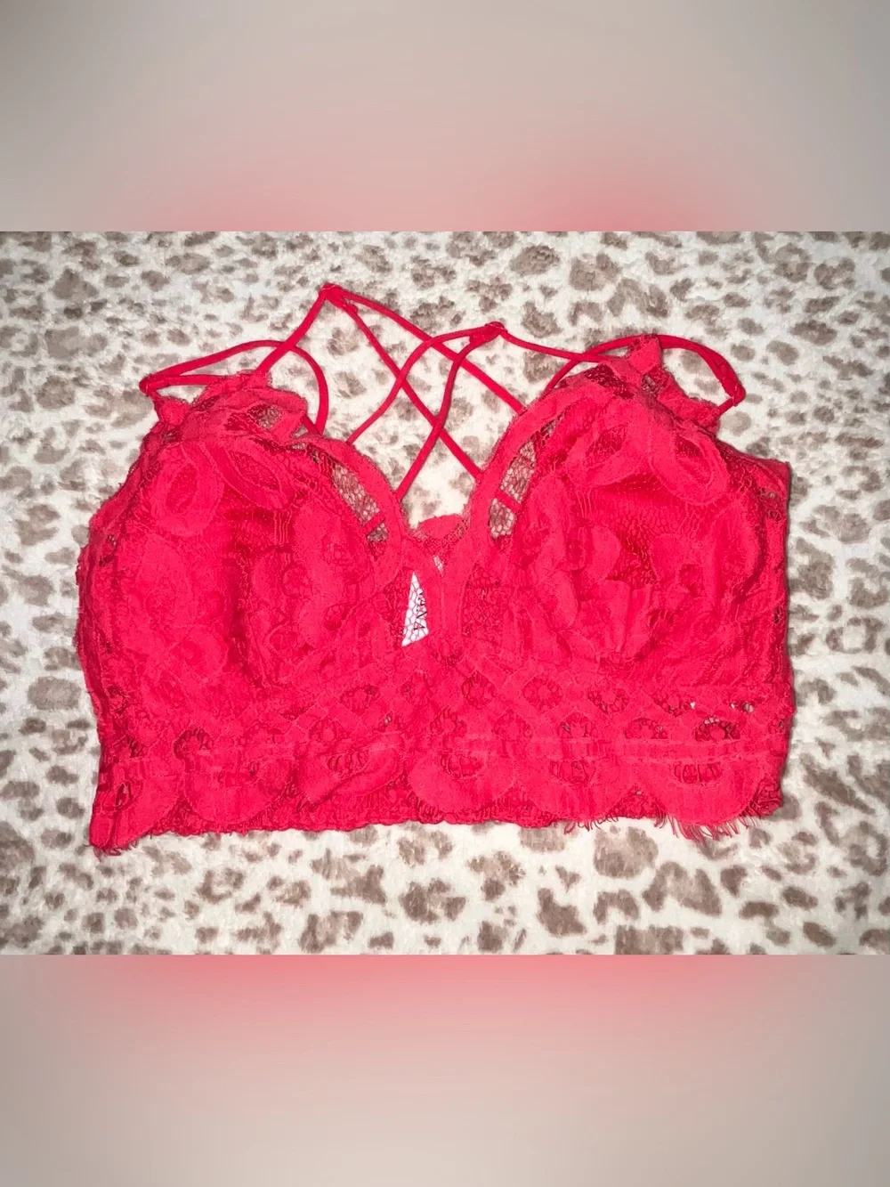 Zenana Outfitters Red Lace Strappy Bralette